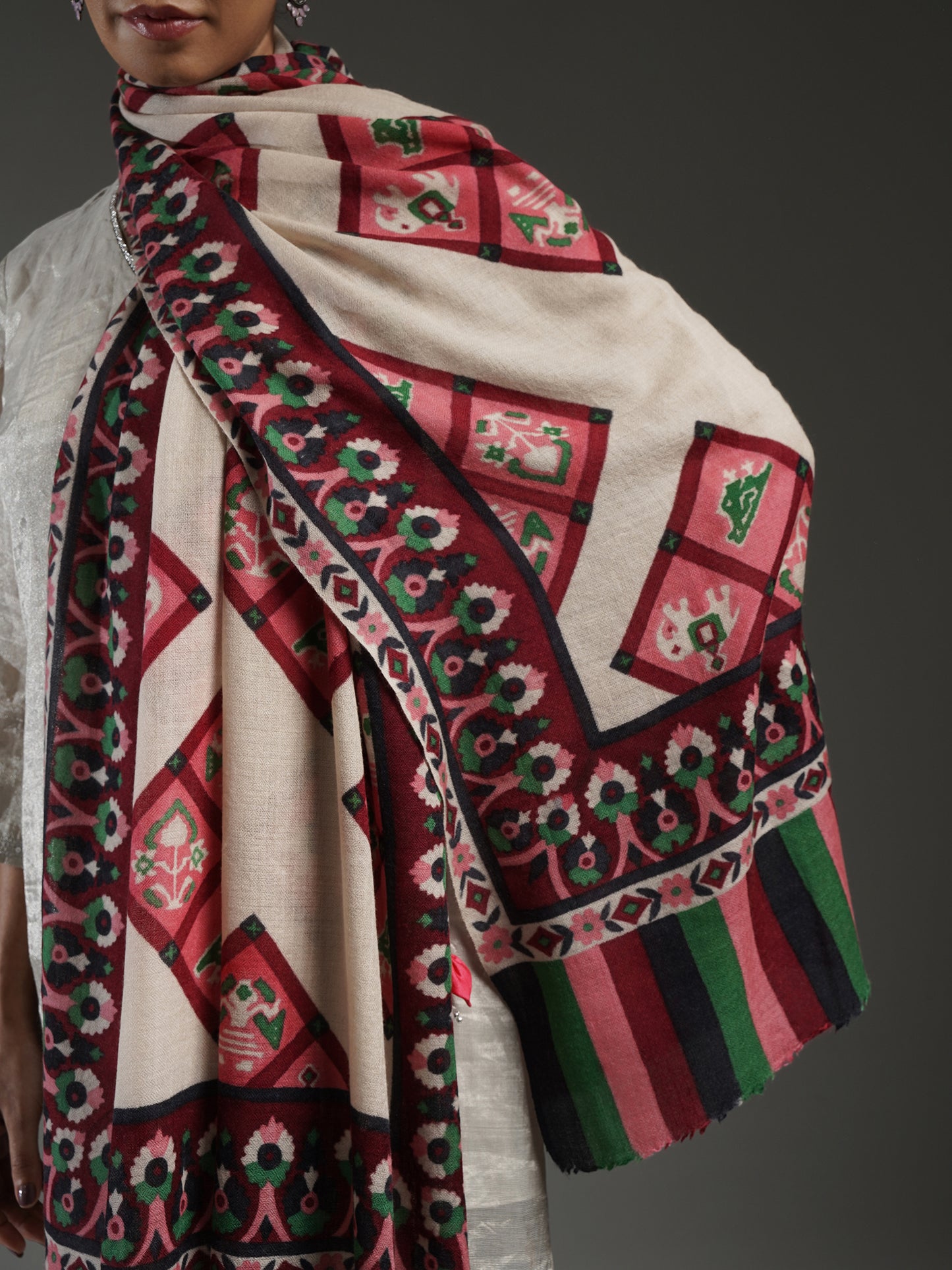 Rangbaahar Patola pashmina stole