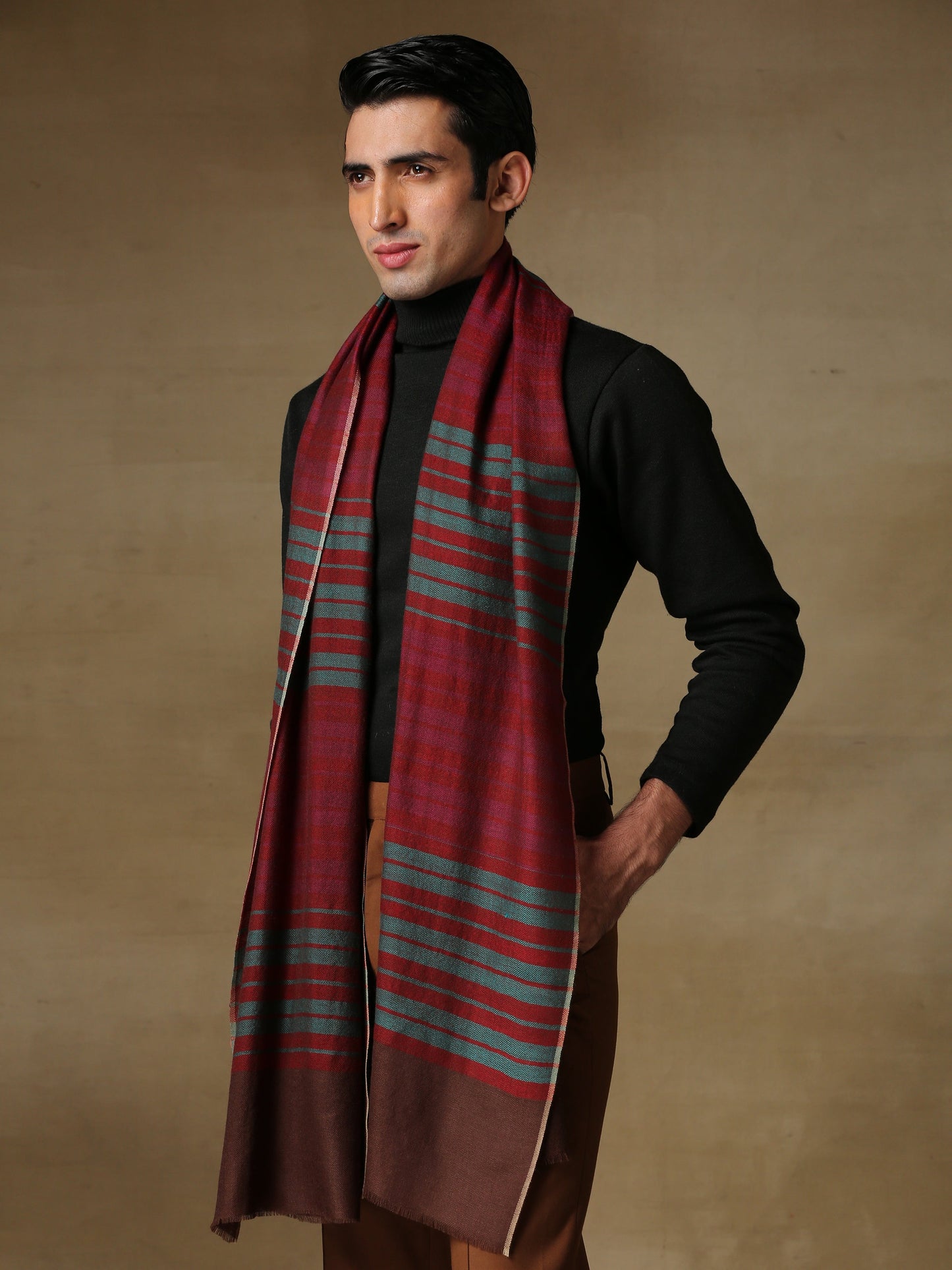 Striped Pashmina Stoles in Self Weave