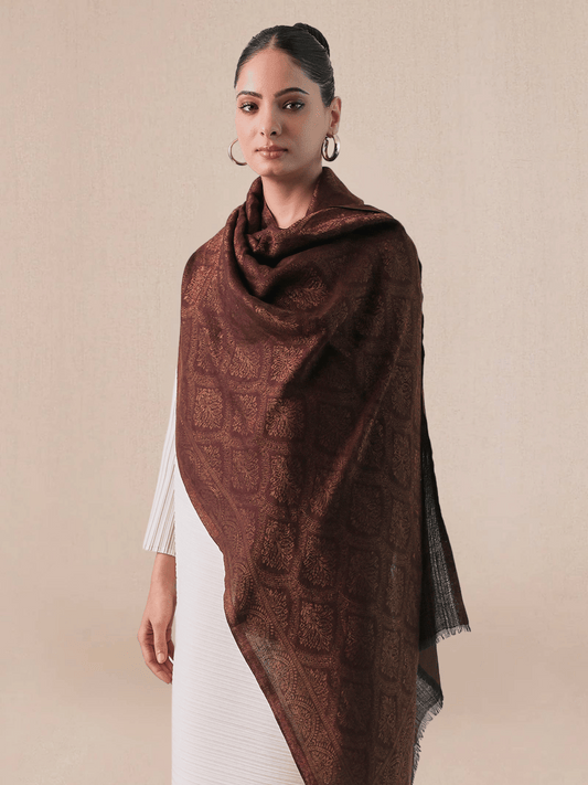 Wool Reversible Zari Stole