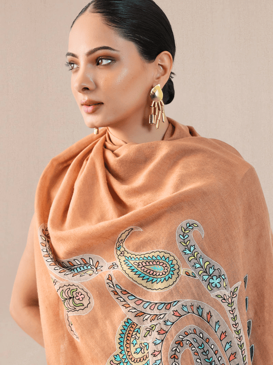 Pashmina Kalamkari Border Stole