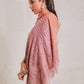 Model is wearing the Celestial Chantilly Pashmina Stole from shaza in baby pink and peach. 