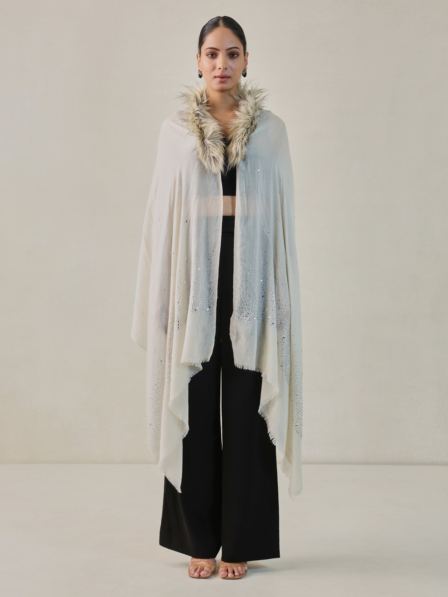 Fur cashmere capes