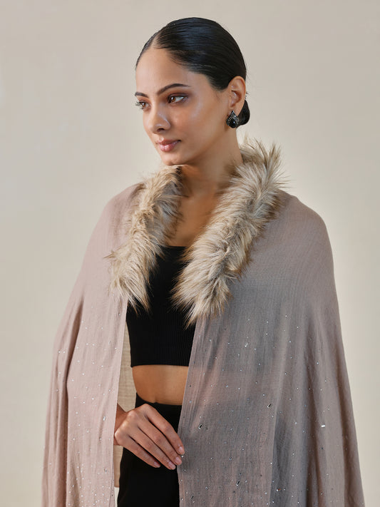 Fur cashmere capes