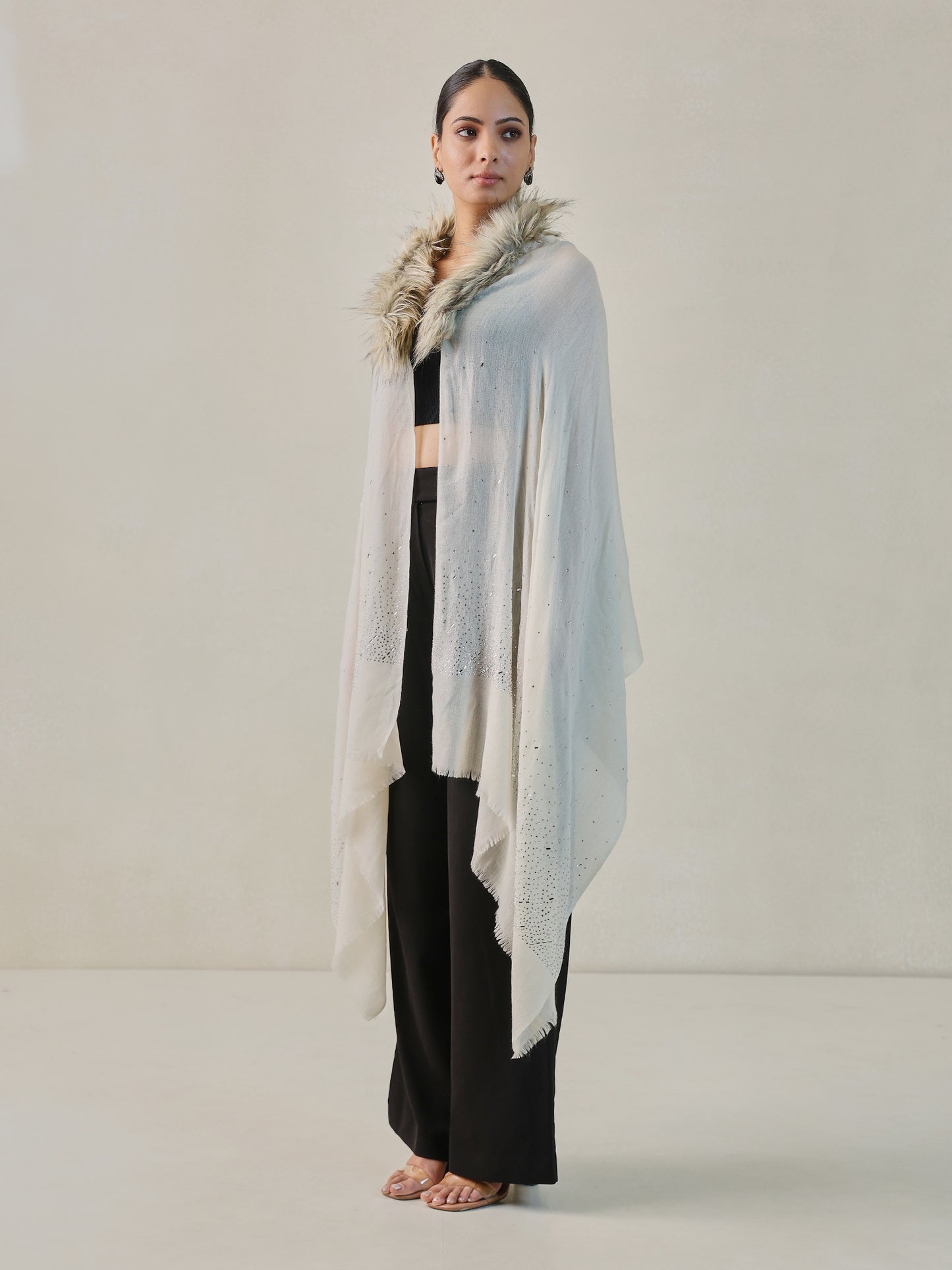 Fur cashmere capes