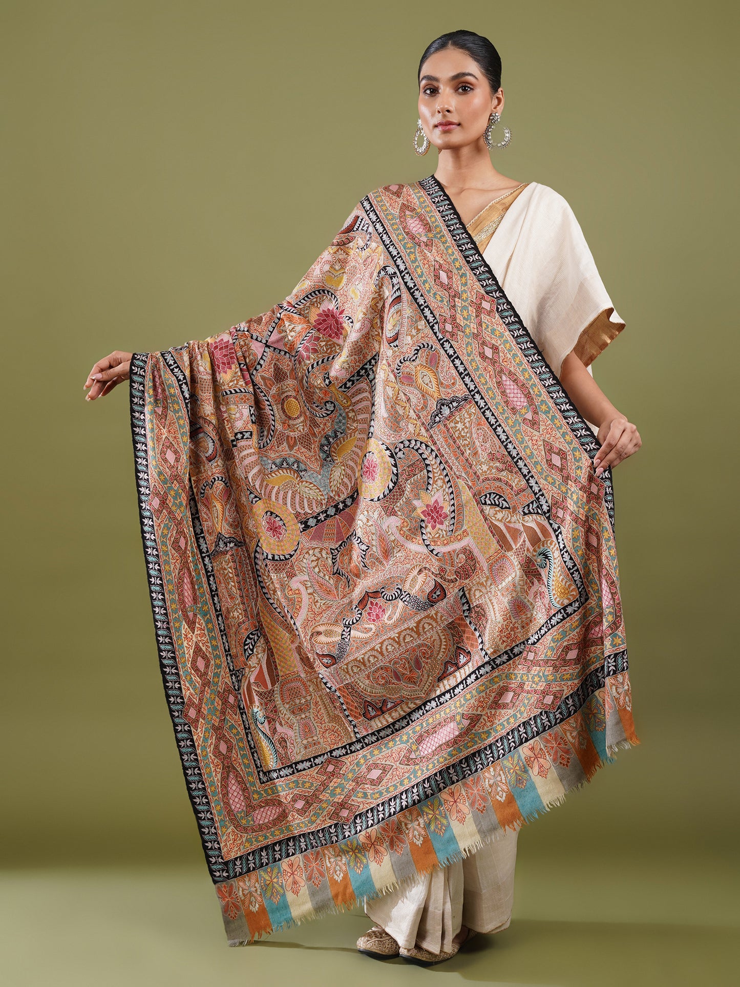 Isfara Kalamkari Pashmina Shawl