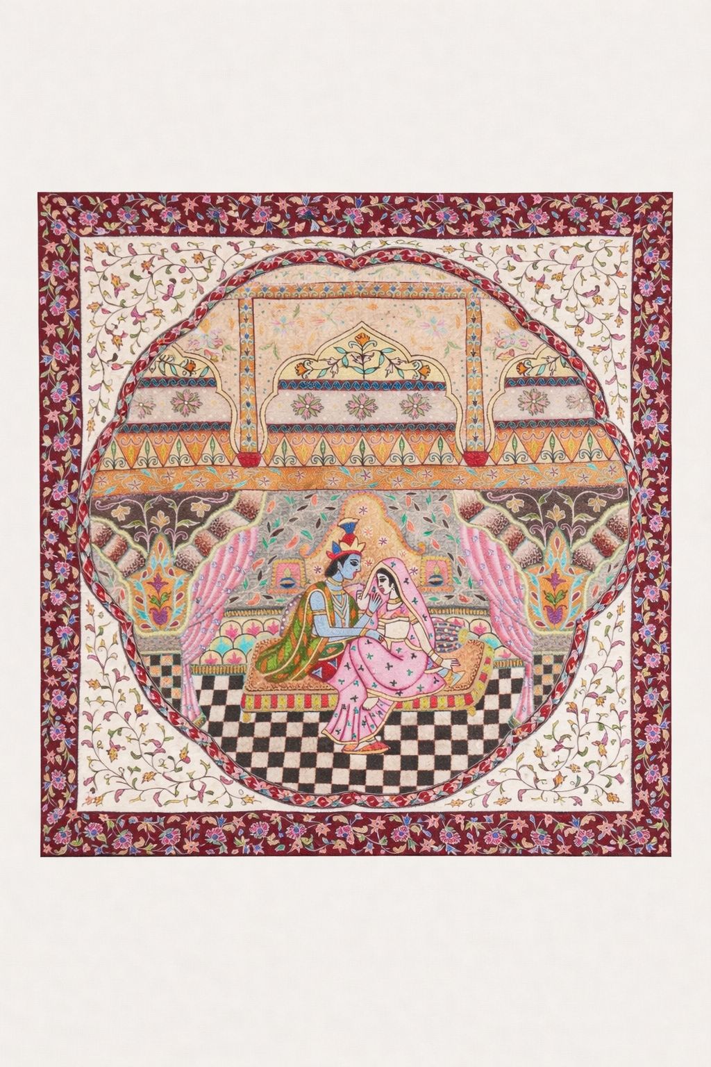 Radha & Krishna:Adorning Each Other (Unframed / 17x17 Inches)