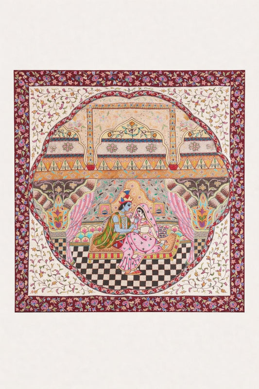 Radha & Krishna:Adorning Each Other (Unframed / 17x17 Inches)