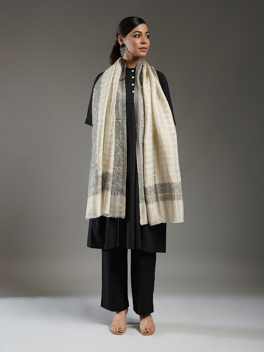 Wool Reversible Zari Stole
