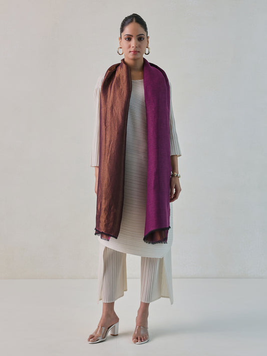 Tabbasum Wool Reversible Zari Stole