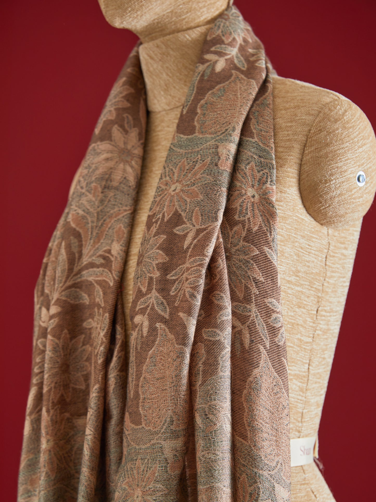 Panchvati Honey Peach and Brown Stole