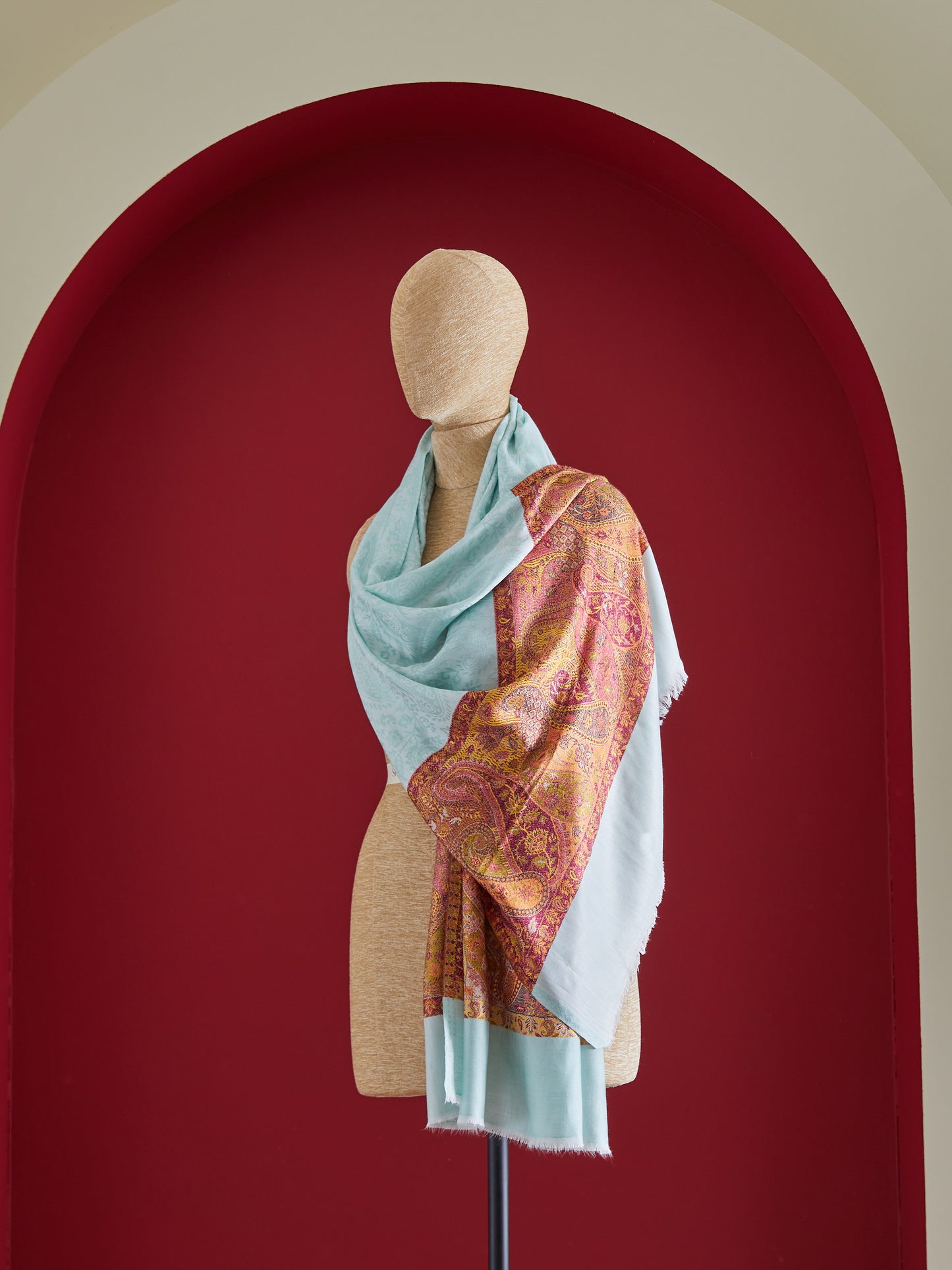 Panchvati Cyan blue and Mustard Stole