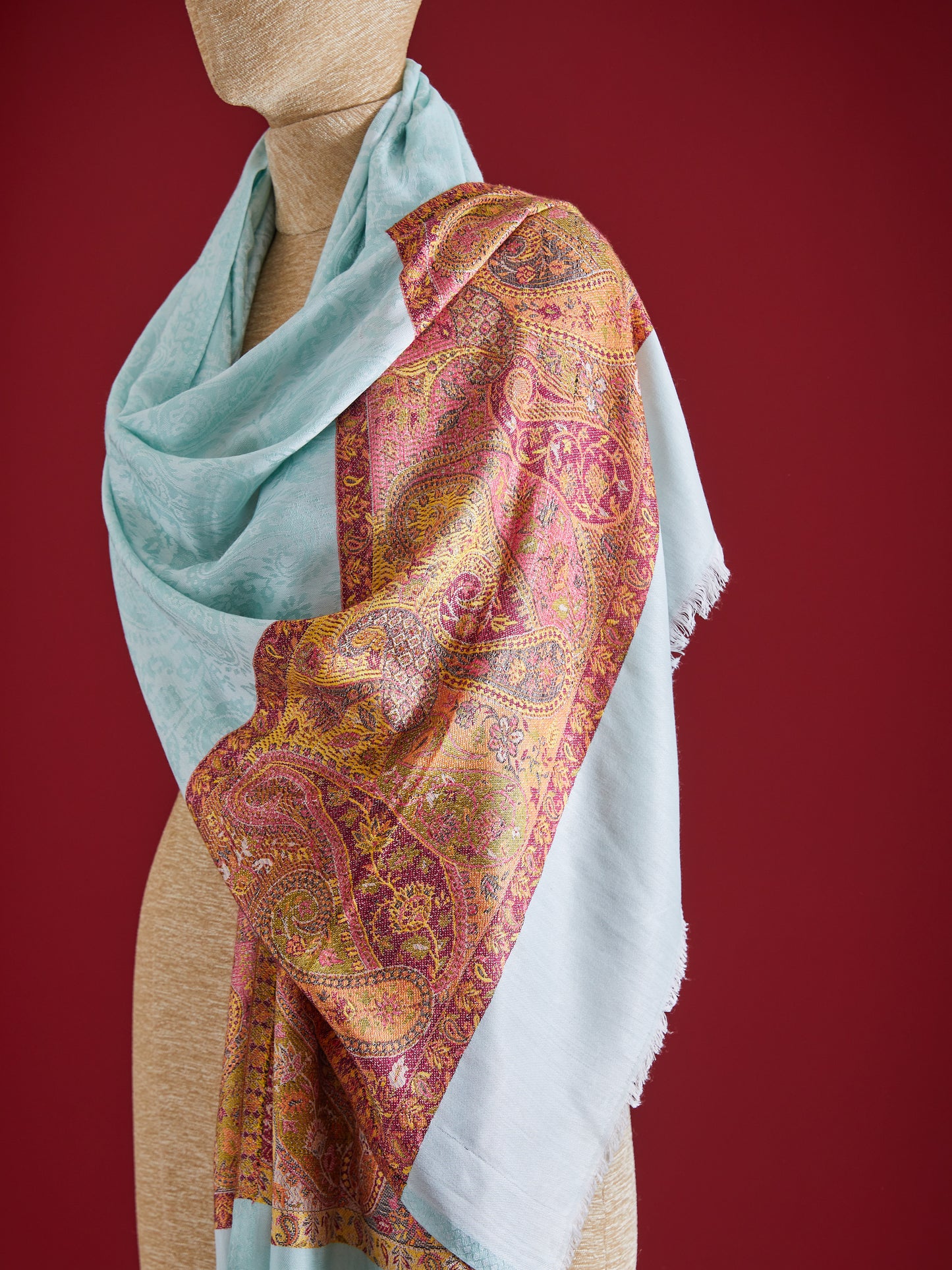 Panchvati Cyan blue and Mustard Stole