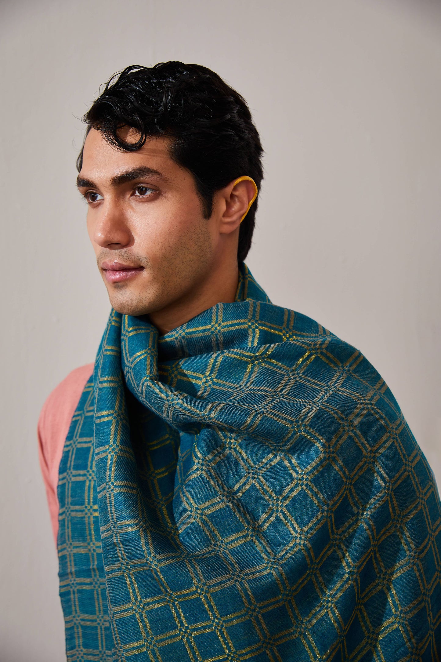 Zari Check Reversible Pashmina Stole