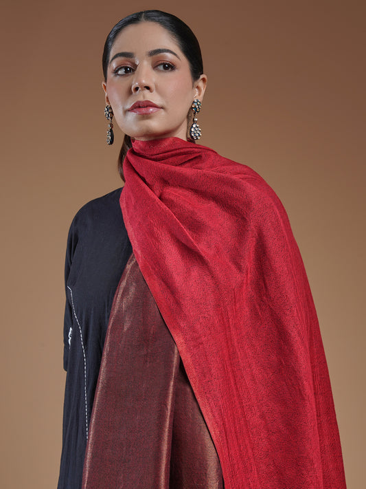 Wool Reversible Zari Stole