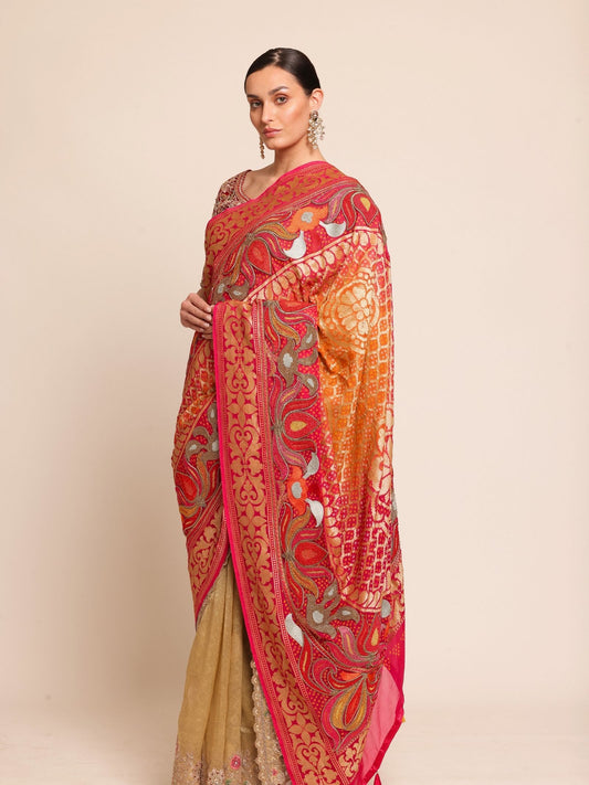 Bandhani Floral Drape