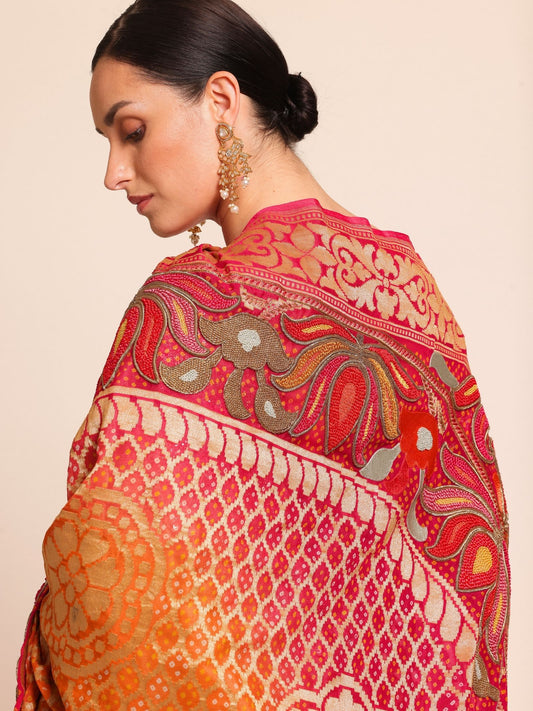 Bandhani Floral Drape