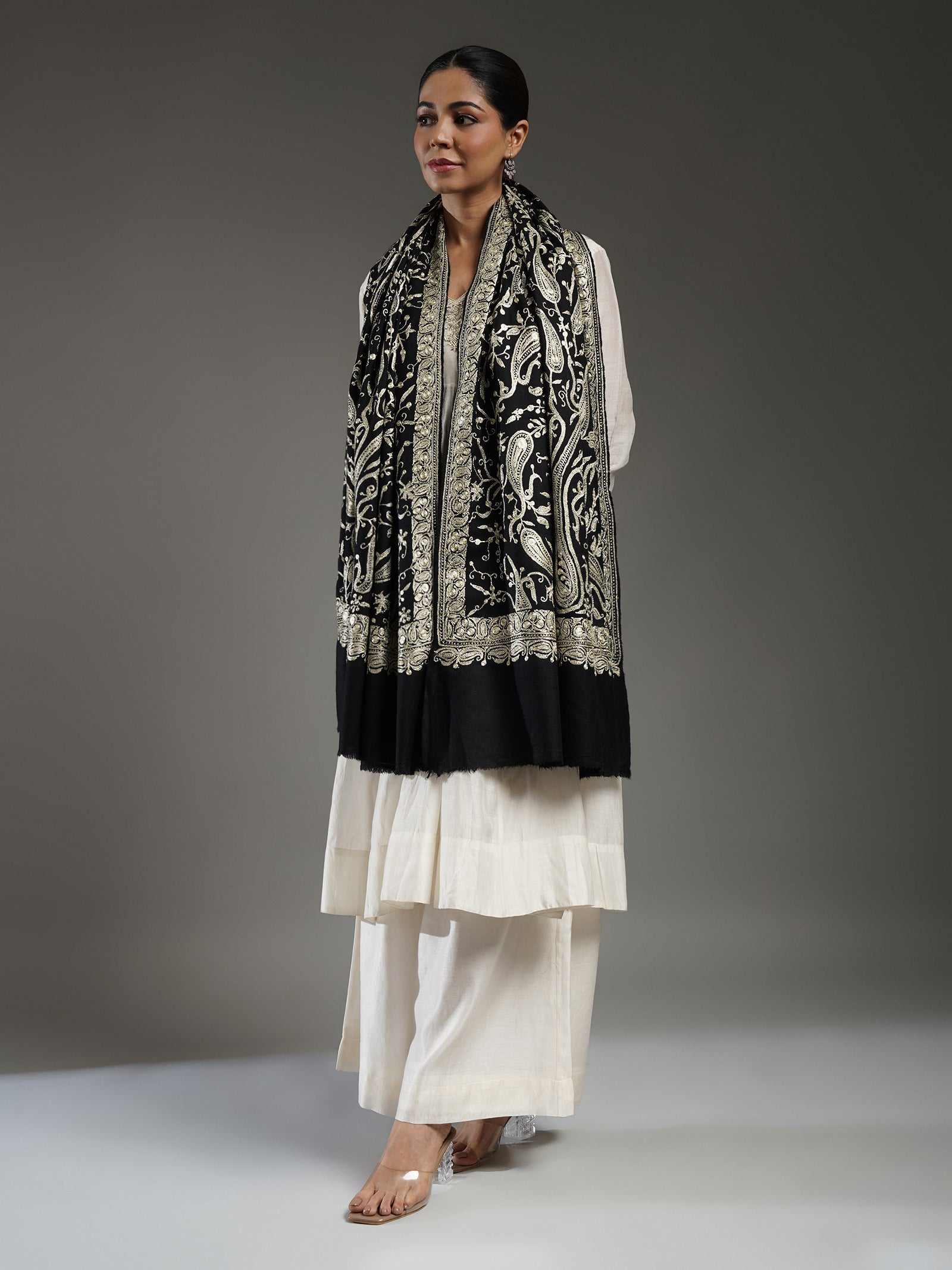 Black Handloom Pashmina Shawl