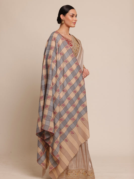 Check & Booti Pashmina Shawl