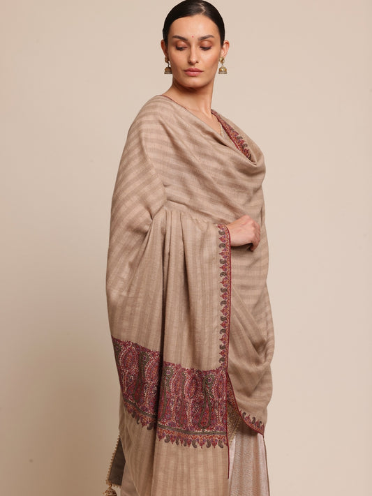 Woman wearing a heritage pashmina shawl