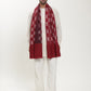 Man wearing a maroon and white patterned ikat stole