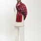Man wearing a maroon and white patterned ikat stole