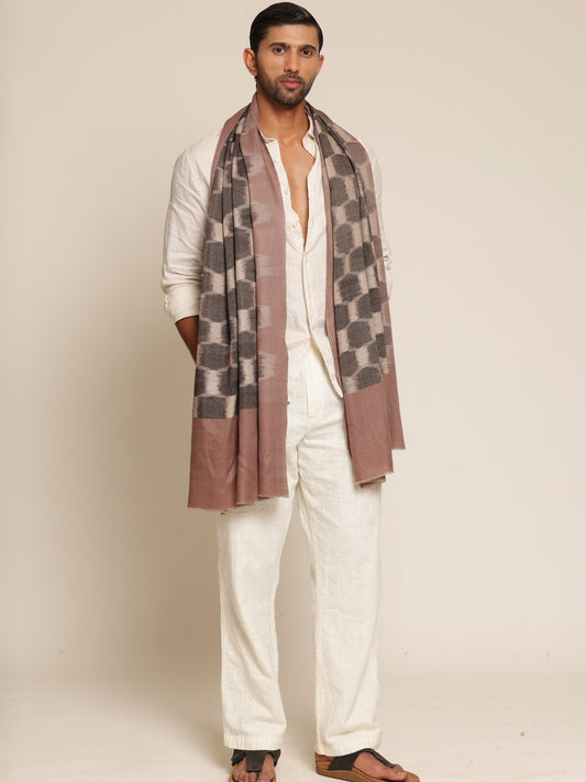 Man wearing a ikat pashmina stole
