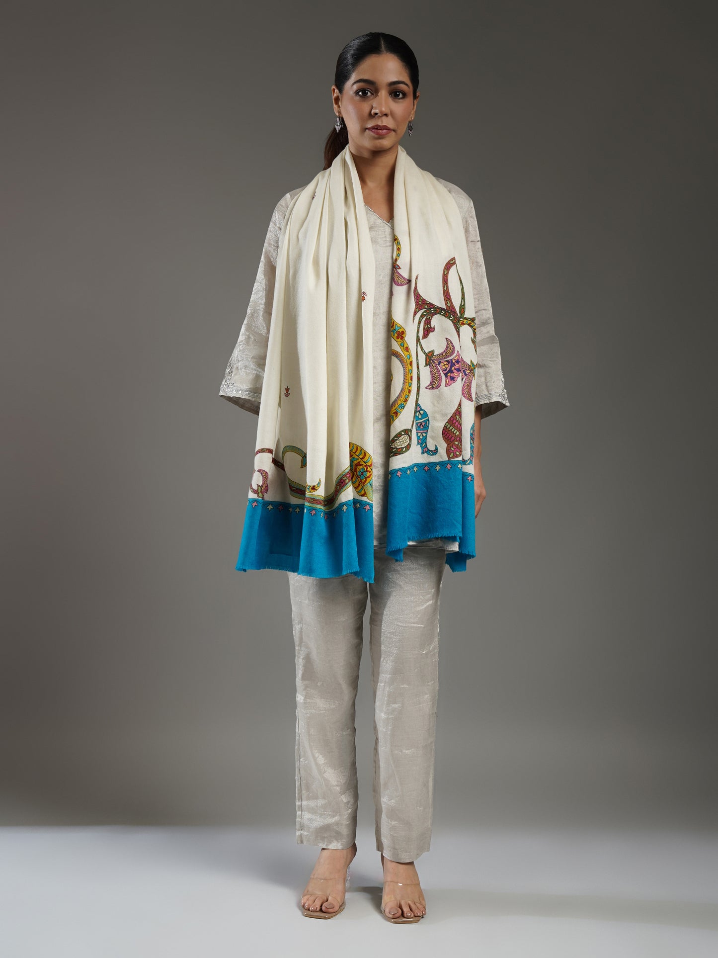 Pashmina Kalamkari Border Stole