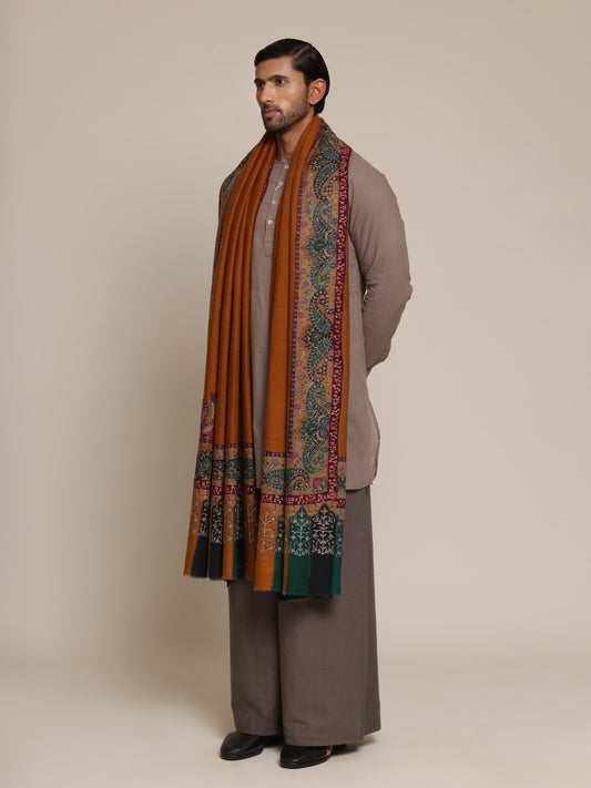Men's Ekkat Kalamkari Border Shawl