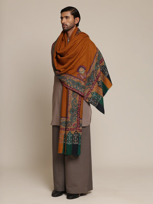 Men's Ekkat Kalamkari Border Shawl