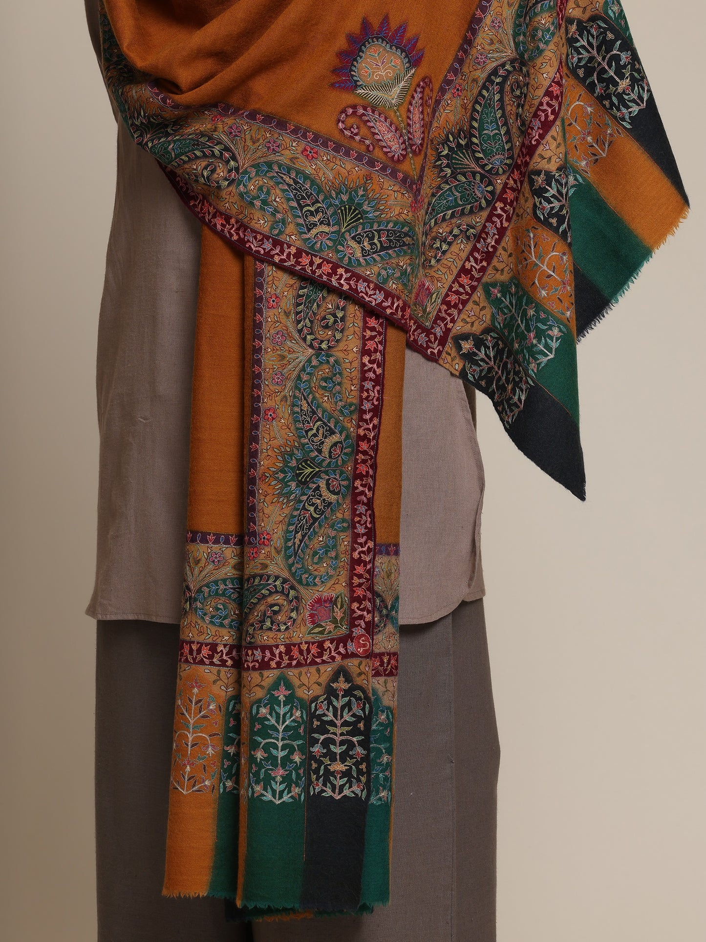 Men's Ikat Kalamkari Border Shawl