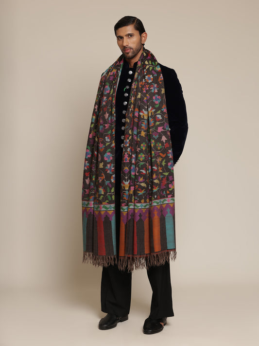 Charcoal black kani shawl