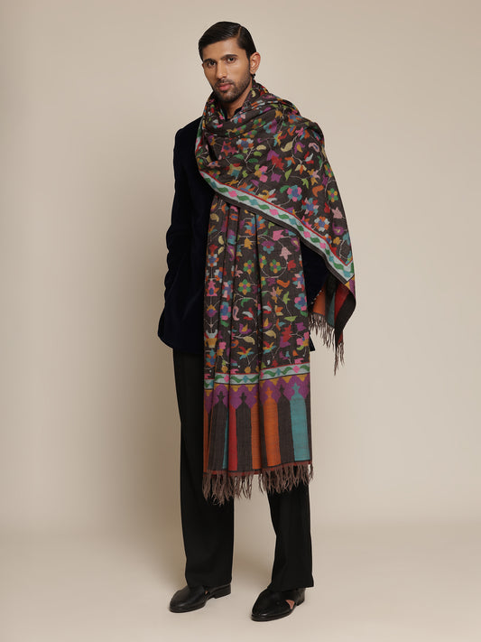 Charcoal black kani shawl