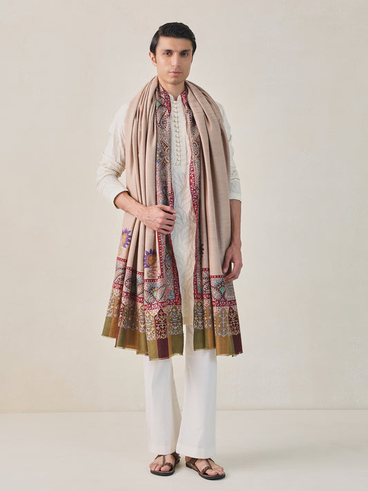 Men Ikat Kalamkari Border Shawl
