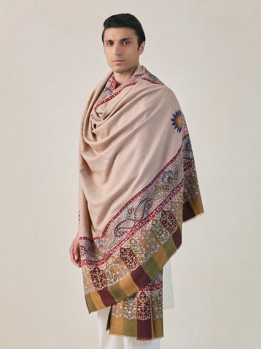 Men Ikat Kalamkari Border Shawl