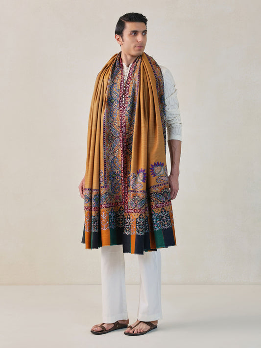 Men's Ekkat Kalamkari Border Shawl