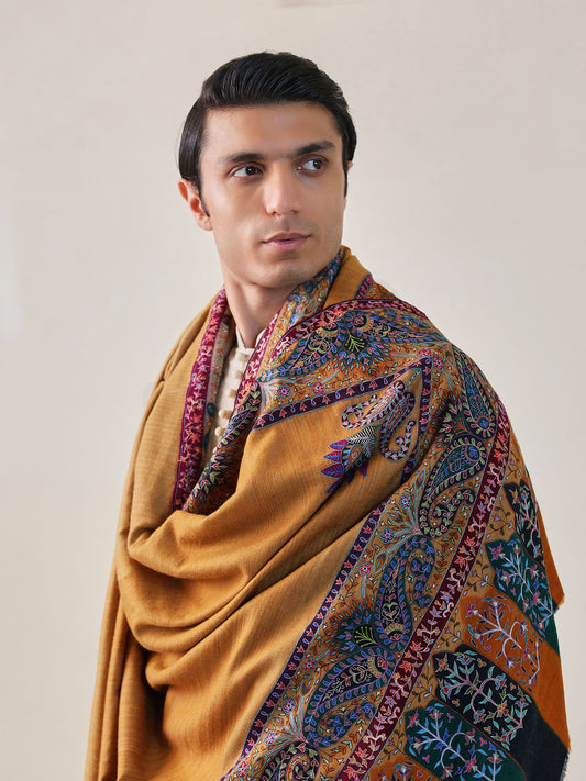 Men's Ekkat Kalamkari Border Shawl