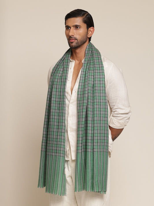 Man wearing a green pashmina stole