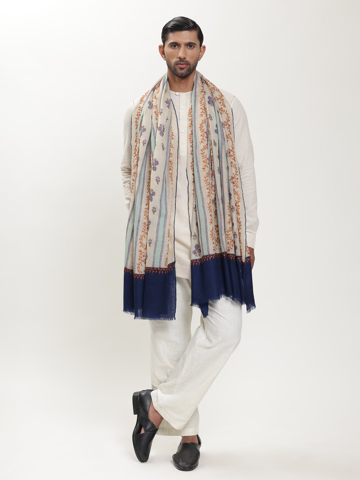 Floral Stripe Pashmina Shawl