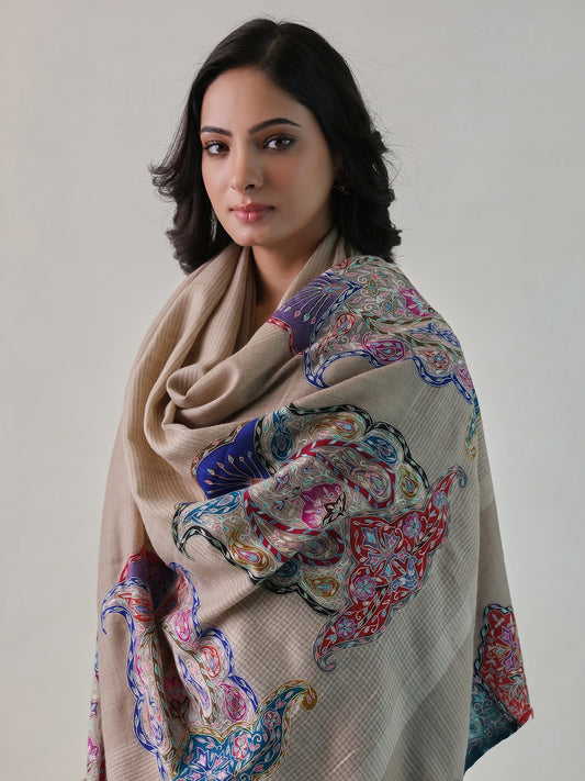 Kalamkari Border Check Shawl