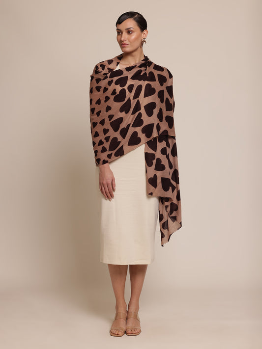 Woman Wearing a Heart Print Stole