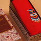 Red Pashmina Stole with a colorful owl design