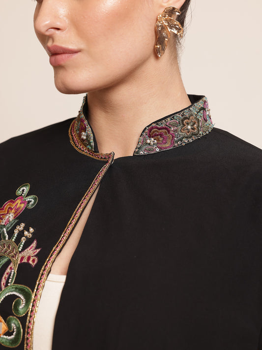 Black cape with colorful embroidery