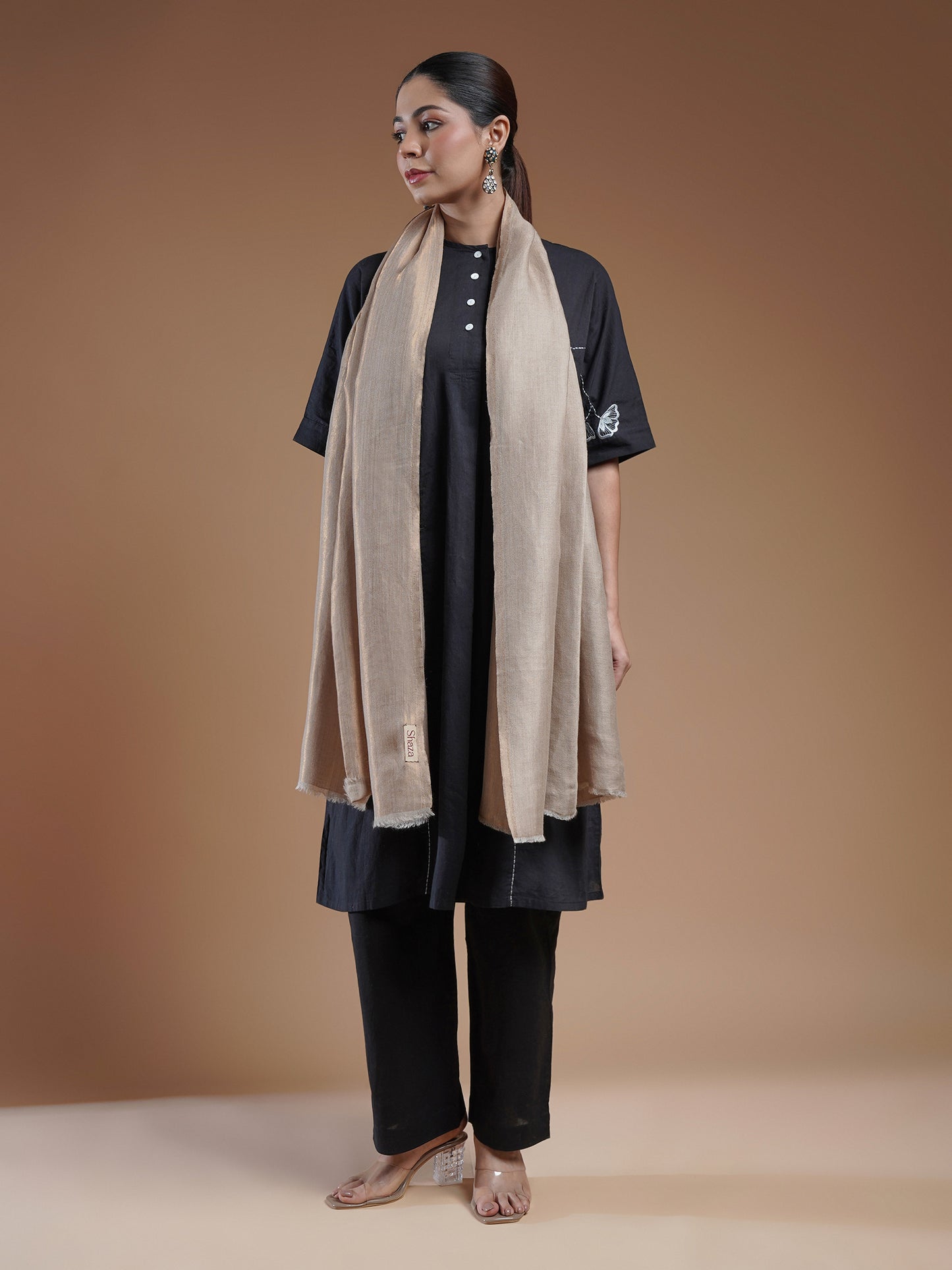 Wool Reversible Zari Stole