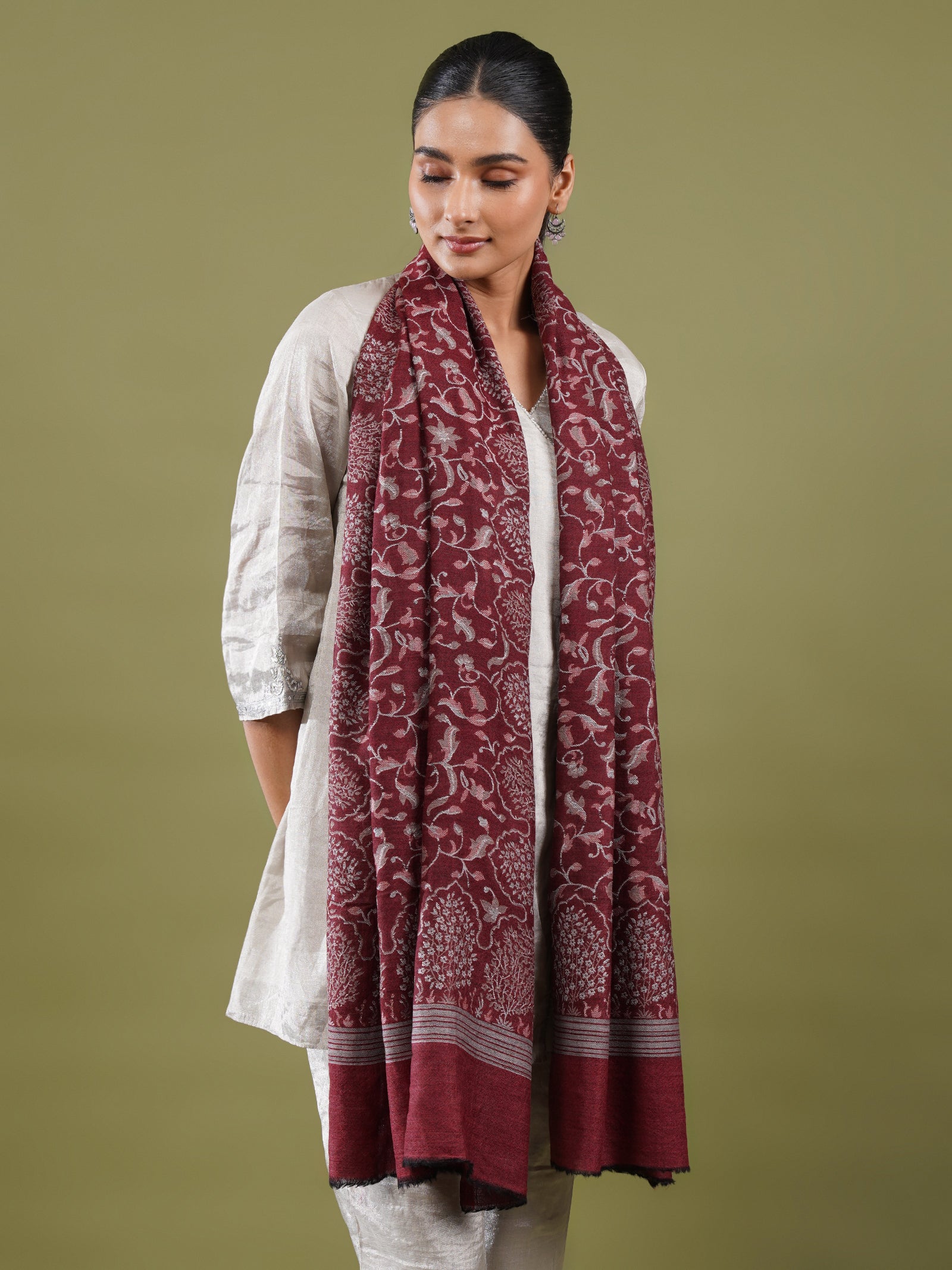 Maroon Woolen Stole