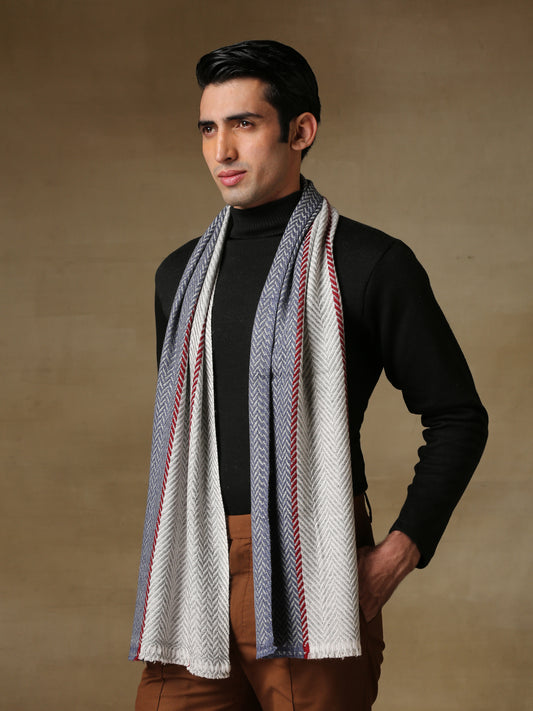 Cashmere Muffler in Chevron Stripes