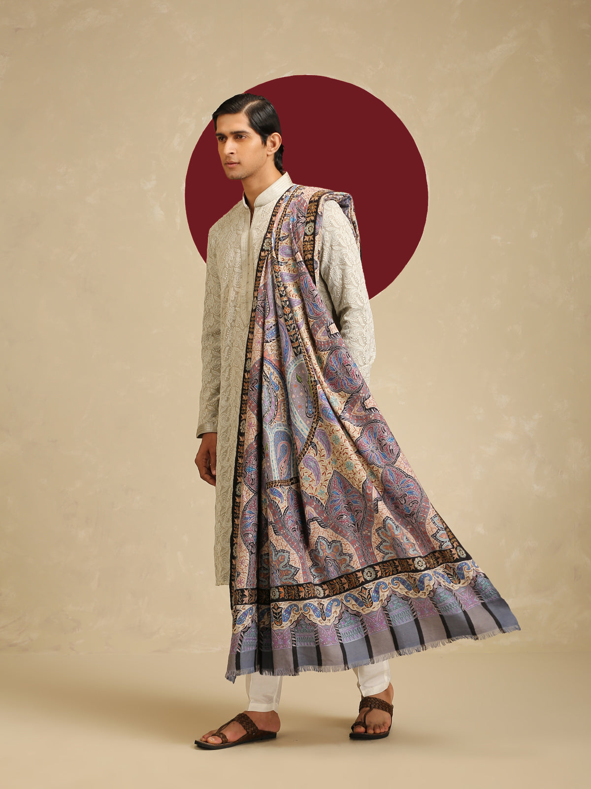   Model is wearing Men's Kalamkari Dushala from shaza.