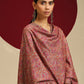 Model is wearing a thread embroidery jaama stole in natural colour with delicate threadwork needle embroidery all over.