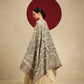 Model is wearing a Kalam-e-adaah pashmina shawl from Shaza.