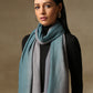 Model is wearing a Pashmina Ombre stole in Self weave in the colour silver. 